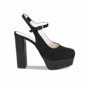 Sole Bliss Rita: Black Suede & Snake Print Leather^ Heels