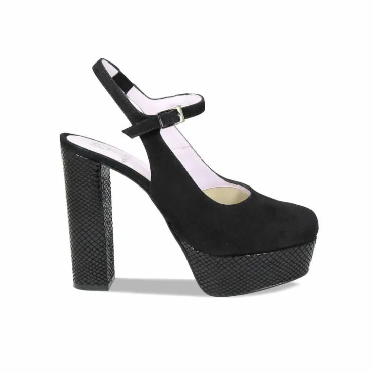 Sole Bliss Rita: Black Suede & Snake Print Leather^ Heels