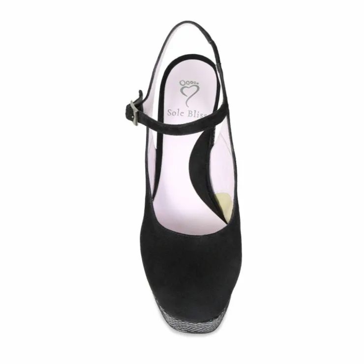Sole Bliss Rita: Black Suede & Snake Print Leather^ Heels