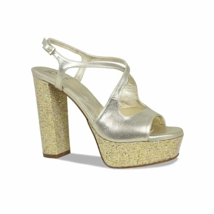 Sole Bliss Royalty: Gold Suede & Glitter^ Heels | Sandals