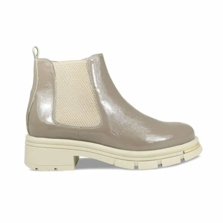 Sole Bliss Runway: Taupe Patent Leather^ Boots