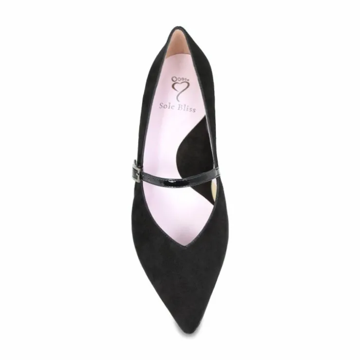 Sole Bliss Savannah: Black Suede & Patent^ Flats