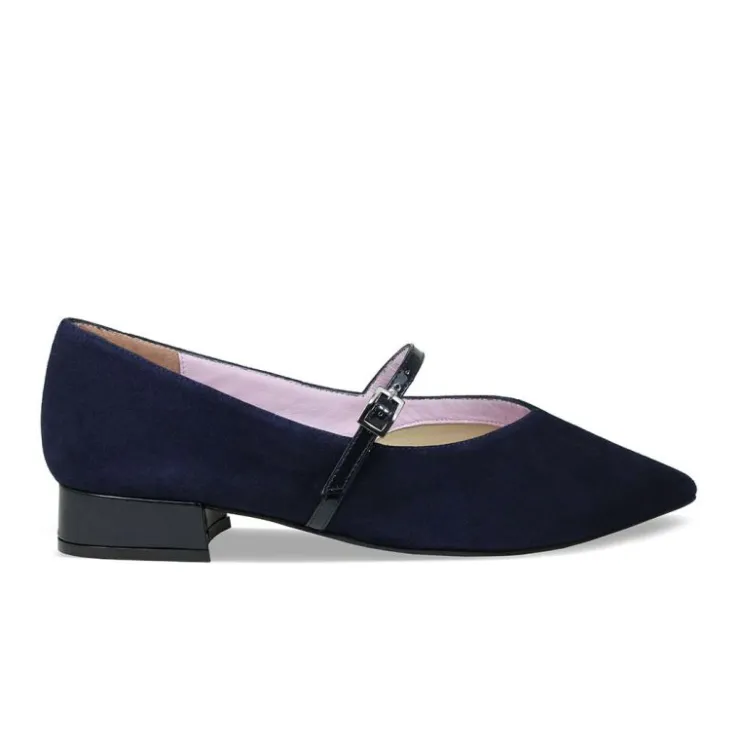 Sole Bliss Savannah: Navy Suede & Patent^ Flats