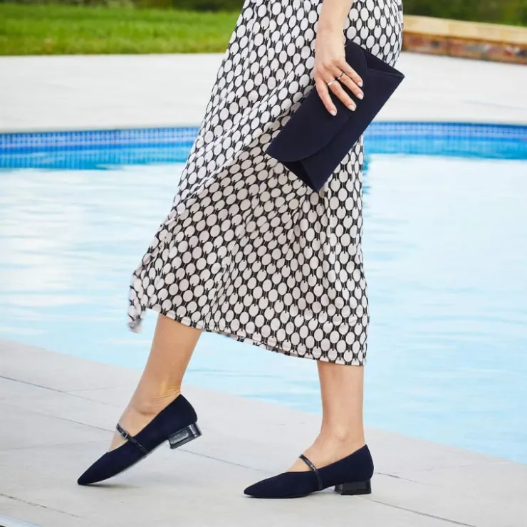 Sole Bliss Savannah: Navy Suede & Patent^ Flats