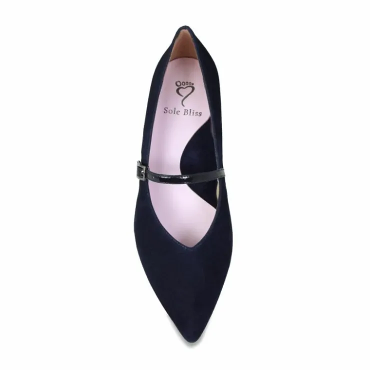 Sole Bliss Savannah: Navy Suede & Patent^ Flats