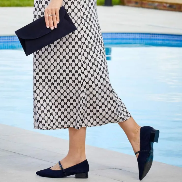 Sole Bliss Savannah: Navy Suede & Patent^ Flats