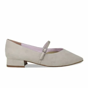 Sole Bliss Savannah: Pale Taupe Suede & Patent^ Flats