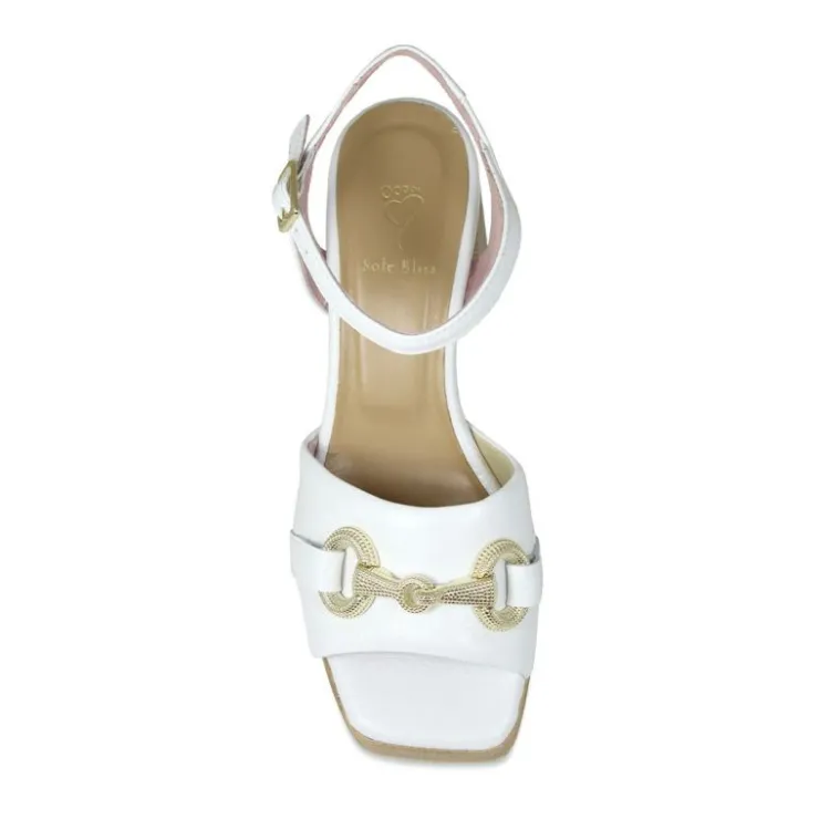 Sole Bliss Selma: White Leather^ Heels | Sandals
