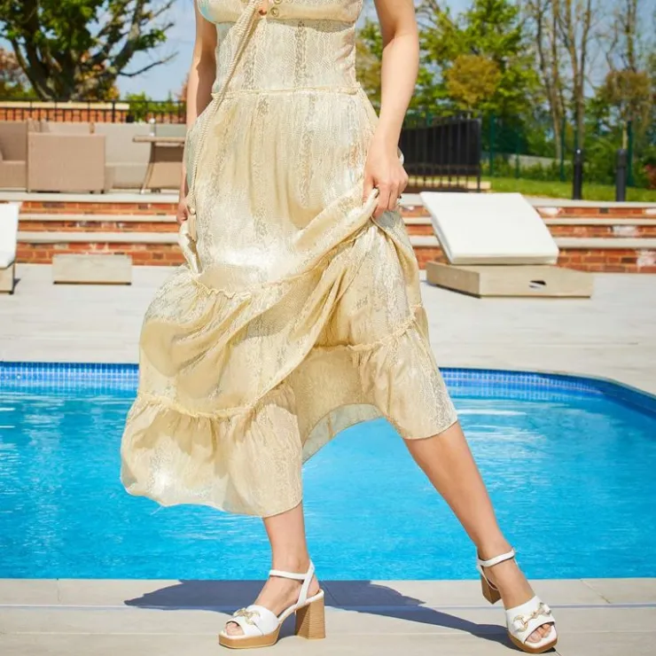 Sole Bliss Selma: White Leather^ Heels | Sandals