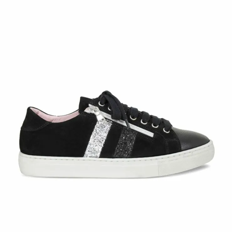 Sole Bliss Sprint: Black Leather & Suede^ Flats | Sneakers