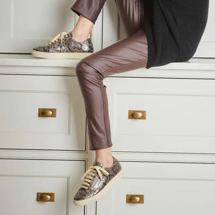 Sole Bliss Sprint: Metallic Snake Print Leather^ Flats | Sneakers