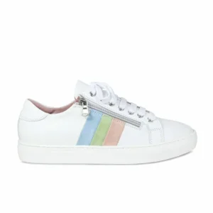 Sole Bliss Sprint: White Leather & Multi Pastel^ Flats | Sneakers