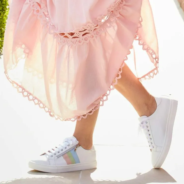 Sole Bliss Sprint: White Leather & Multi Pastel^ Flats | Sneakers