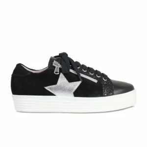 Sole Bliss Star: Black Leather & Suede^ Flats | Sneakers