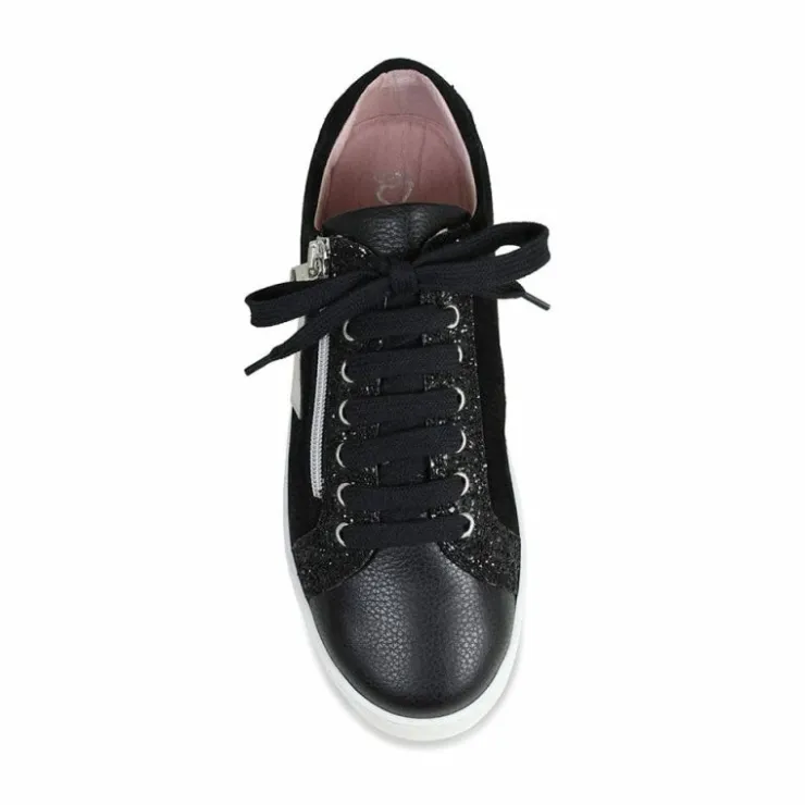 Sole Bliss Star: Black Leather & Suede^ Flats | Sneakers