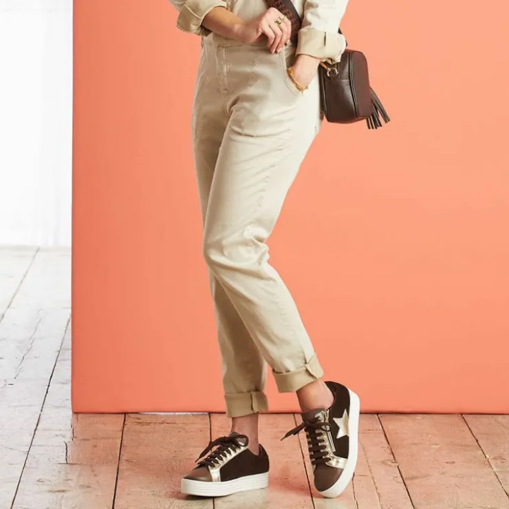 Sole Bliss Star: Chocolate Brown Leather & Suede^ Flats | Sneakers