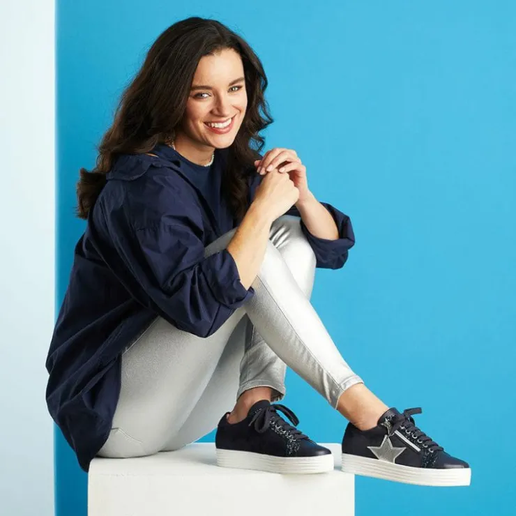 Sole Bliss Star: Navy Leather & Suede^ Flats | Sneakers
