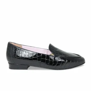 Sole Bliss Tabitha: Black Croc Patent Leather^ Flats | Loafers