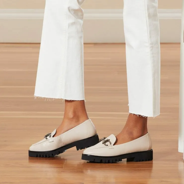 Sole Bliss Terri: Ivory Leather^ Flats | Loafers
