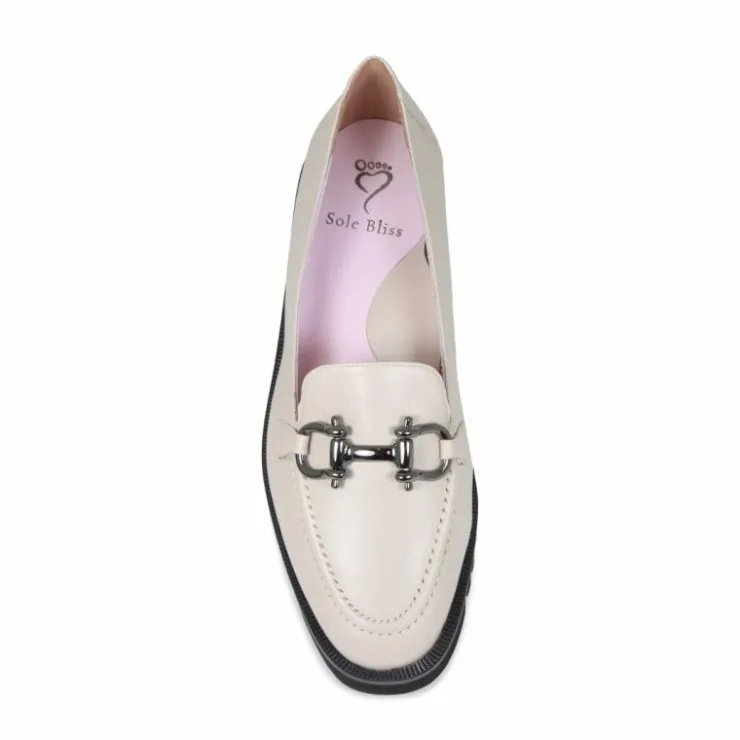 Sole Bliss Terri: Ivory Leather^ Flats | Loafers