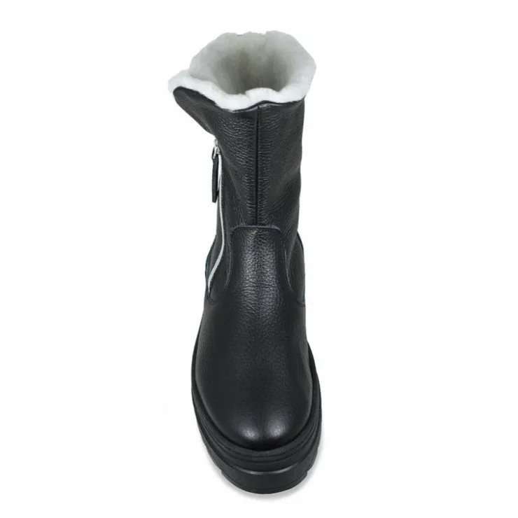 Sole Bliss Wonder: Black Leather & Shearling^ Boots