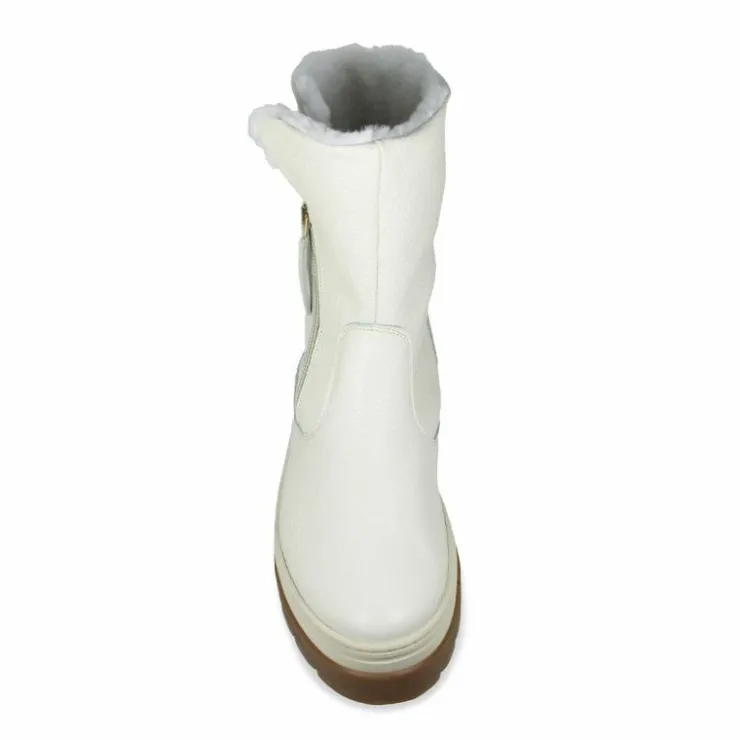 Sole Bliss Wonder: Cream Leather & Shearling^ Boots